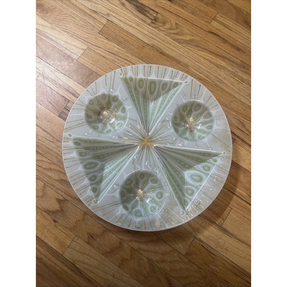 Beautiful Higgins Art Glass Plate. 17" 6 Pocket Center Piece. Large